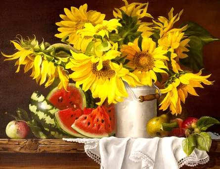 Still life fruit and flowers