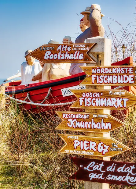 Multilingual signs pointing direction
