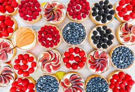 Fruit pies in a row