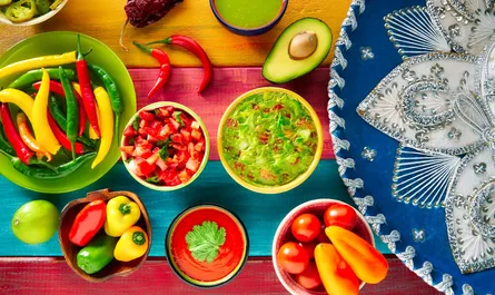 Colorful food on table