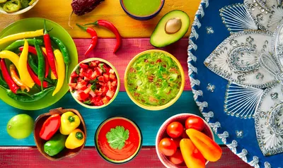 Colorful food on table