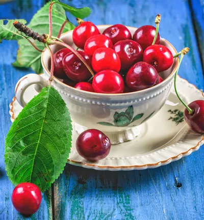 Cherries on plate