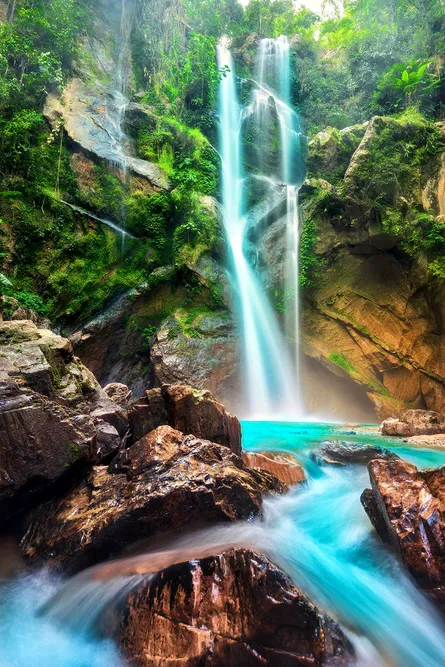 Lush green waterfall