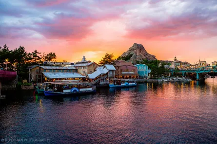 Colorful evening by the lake