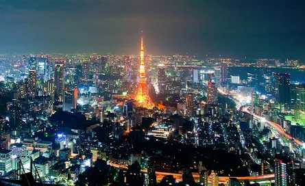 City skyline at night