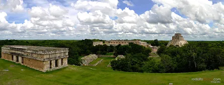 Aerial view of park and monument
