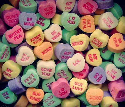 Colorful heart shaped candies
