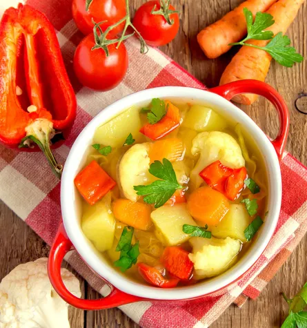 Bowl of soup with vegetables