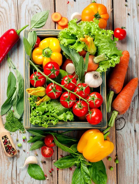 Vegetables in crate