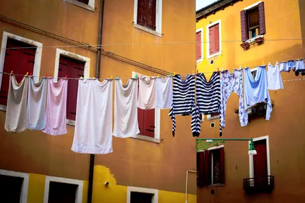 Clothes hanging from line