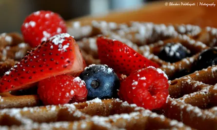 Waffle with berries on top