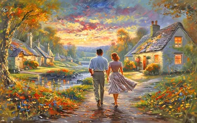 Autumn Village Sunset