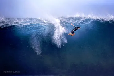 Huge wave surfer