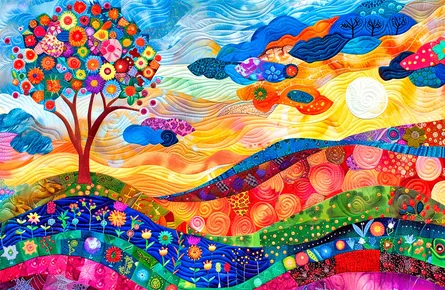 Flower quilt landscape