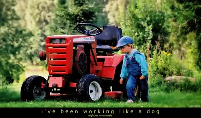 Little boy and tractor