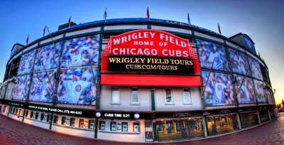 Chicago cubs stadium at night