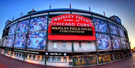 Chicago cubs stadium at night