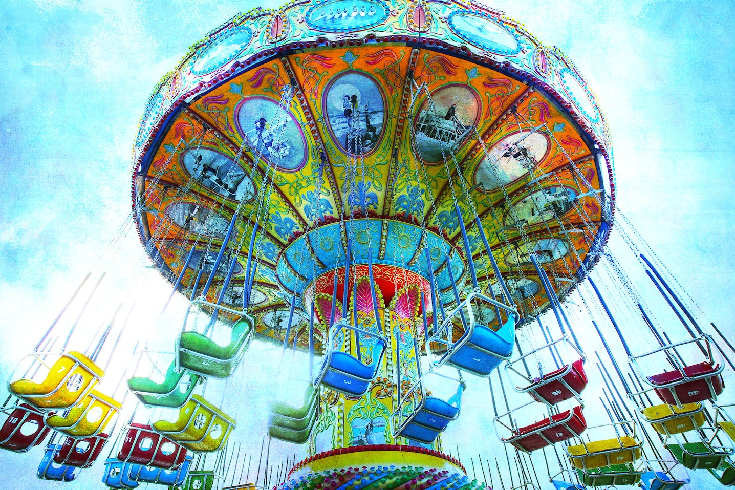 Colorful ferris wheel carousel
