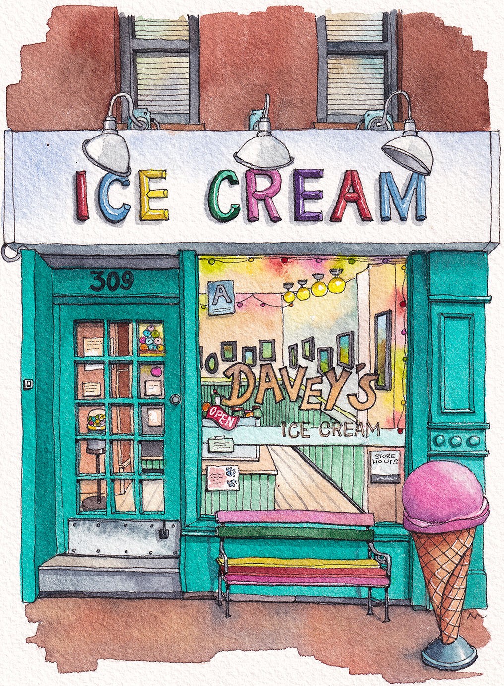 Ice cream shop sign
