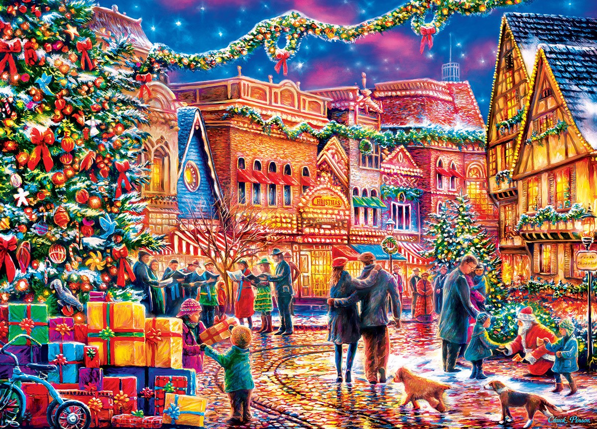 Festive Christmas market scene