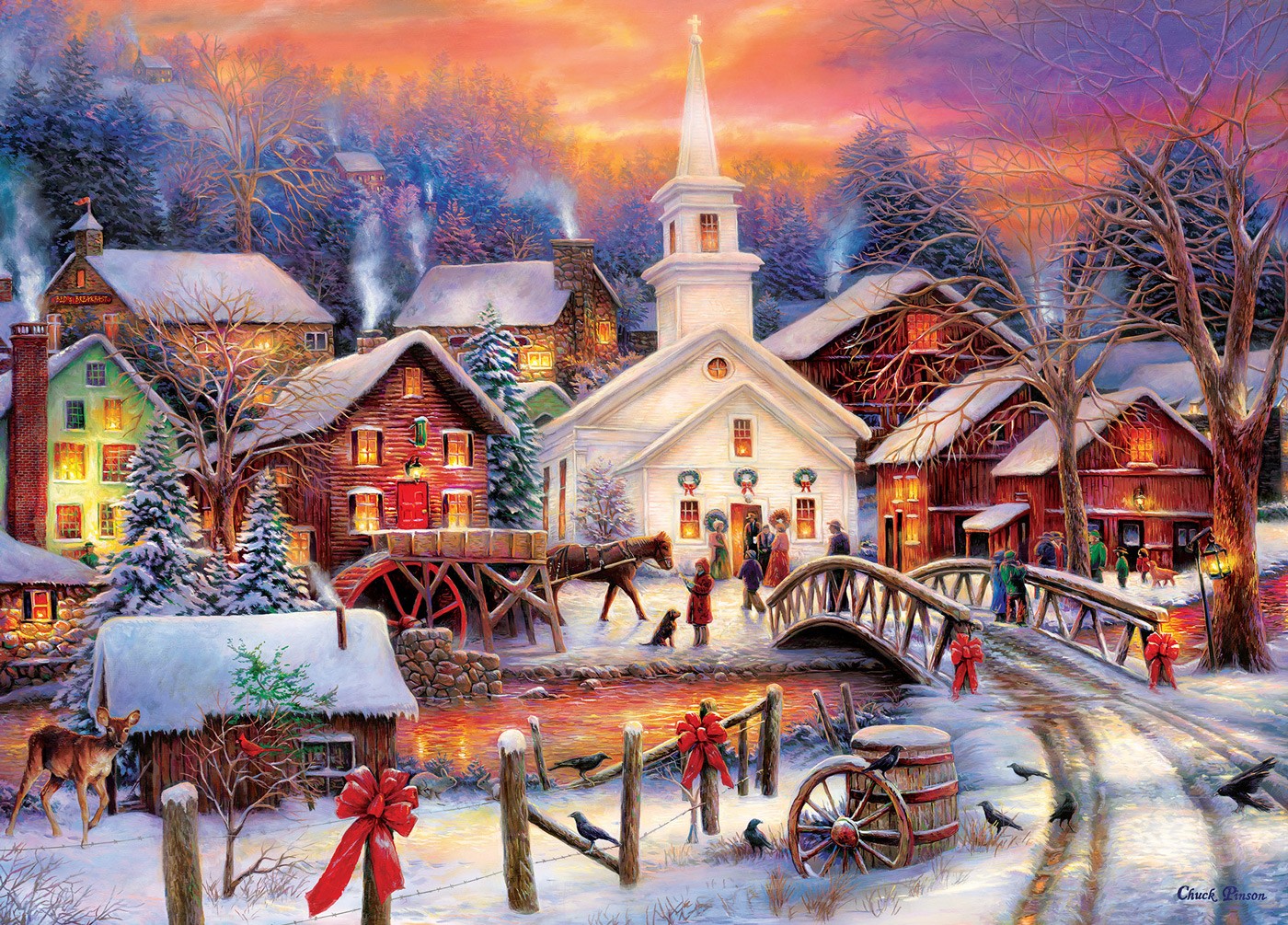 Christmas village snowy day