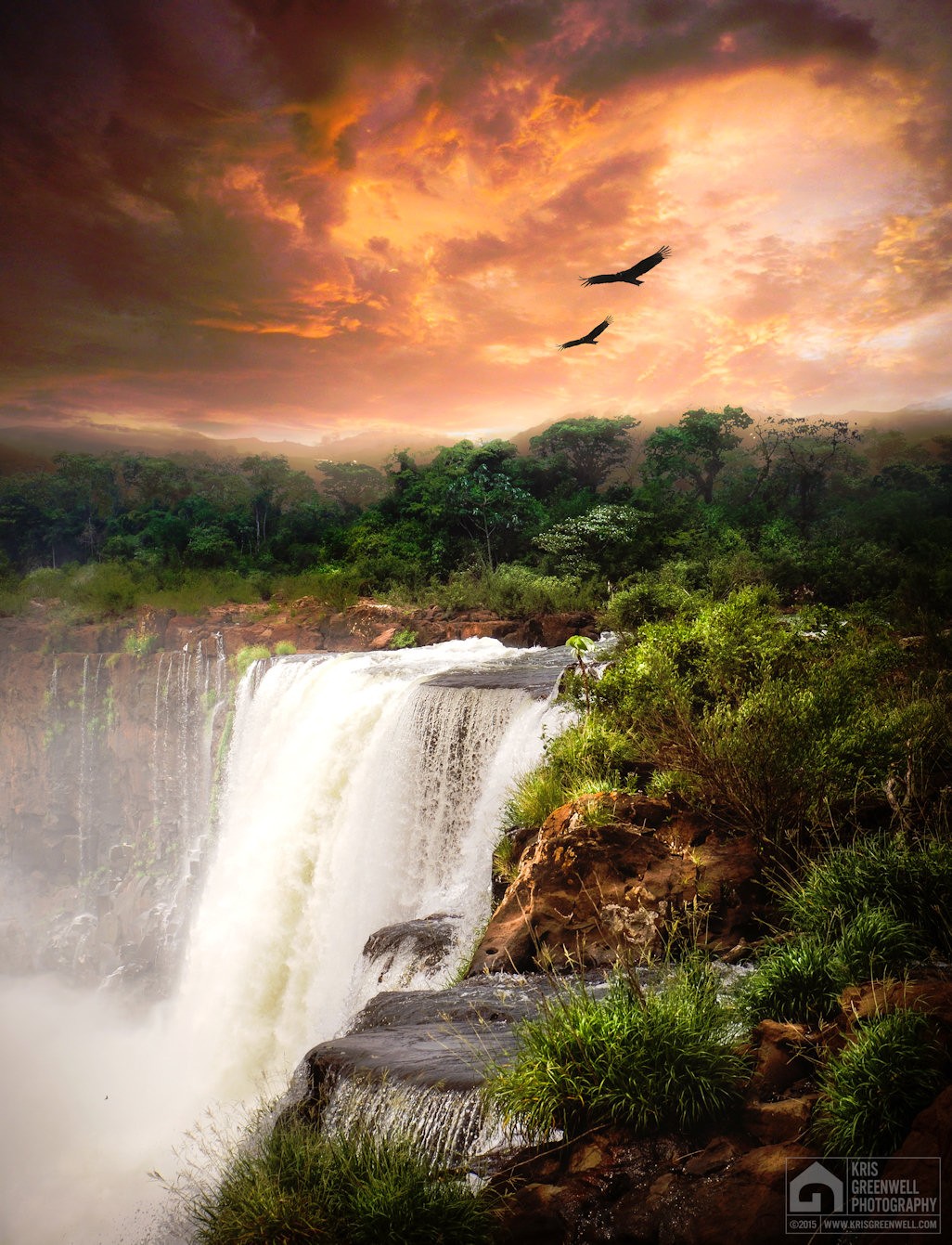 Waterfall Sunset