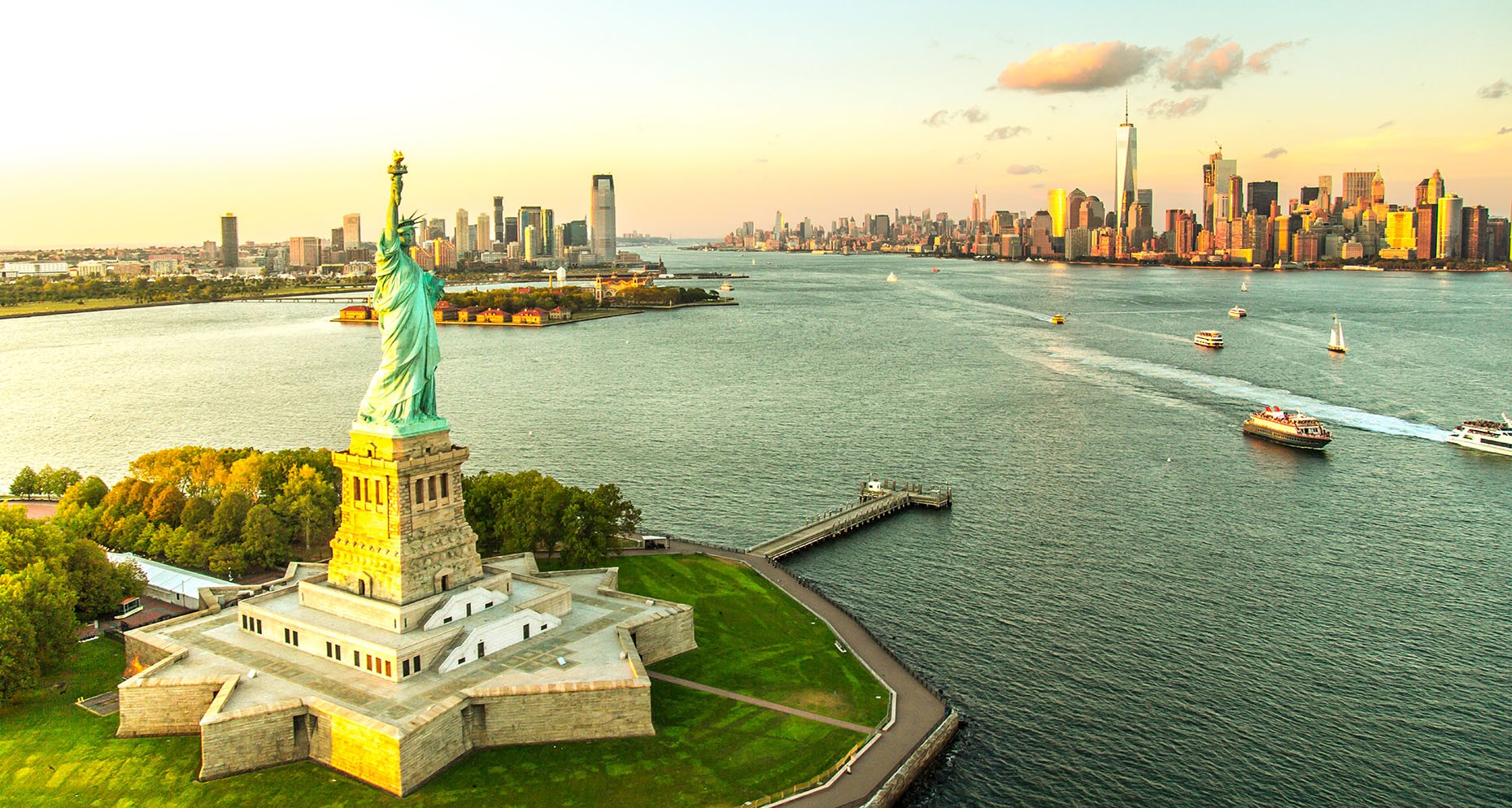 Sunset over Liberty Statue